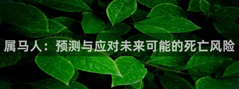开丰娱乐app哪个模式容易赢：属马人：预测与应对未来可能的死亡风险
