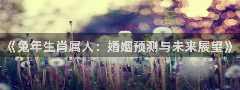开丰娱乐体育平台开号链接：《兔年生肖属人：婚姻预测与未来展望》